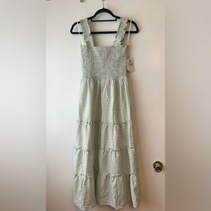Size medium light green and white gingham maxi dress